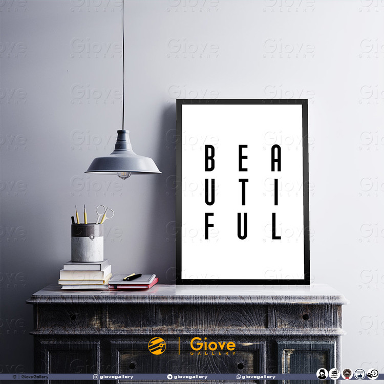 تابلو تایپوگرافی Beautiful - کد Giove_Frame_B01AA
